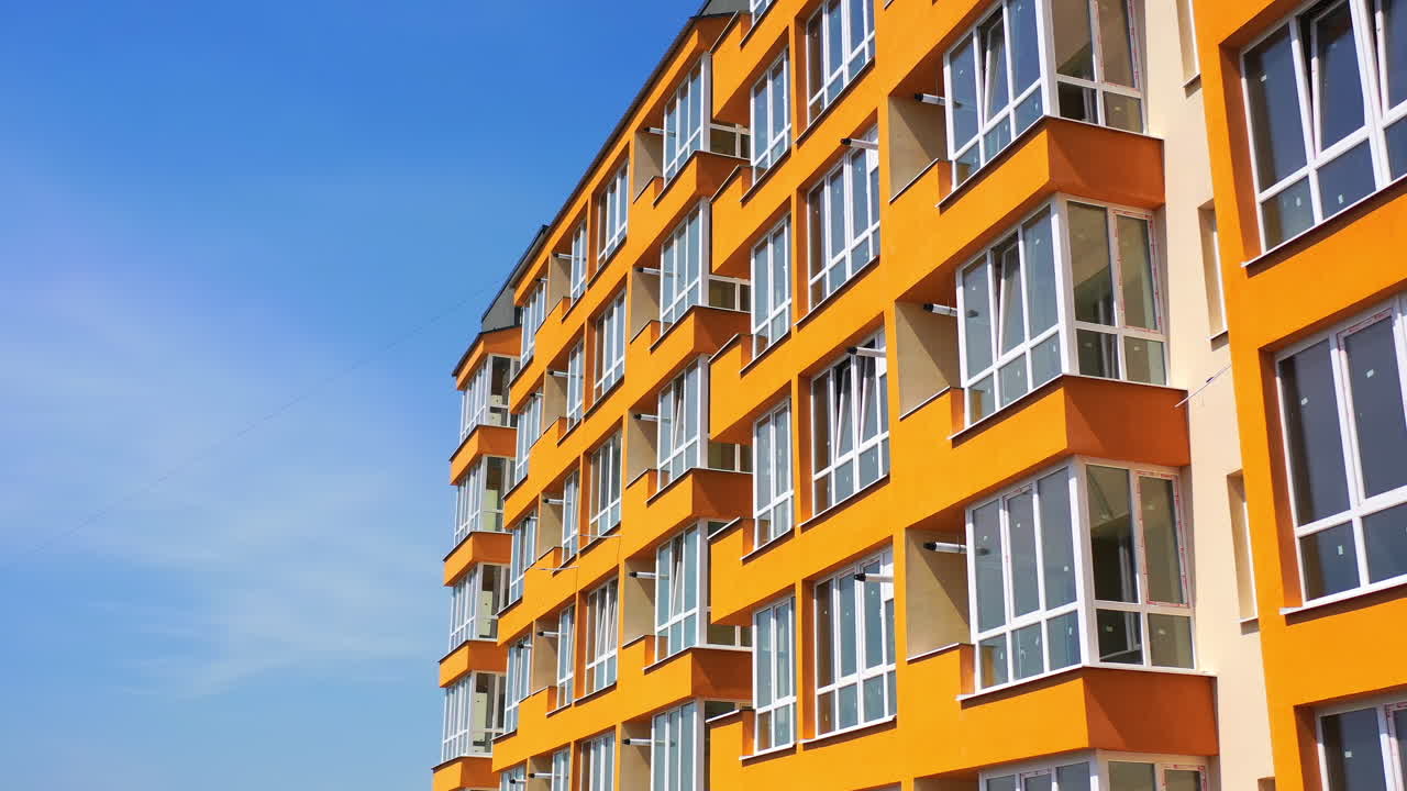 Multi-storey buildings in residential area. New modern apartment building in modern residential complex