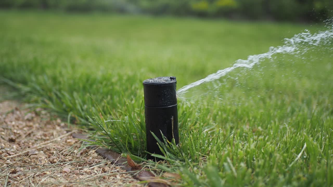Watering a lawn with a sprinkler