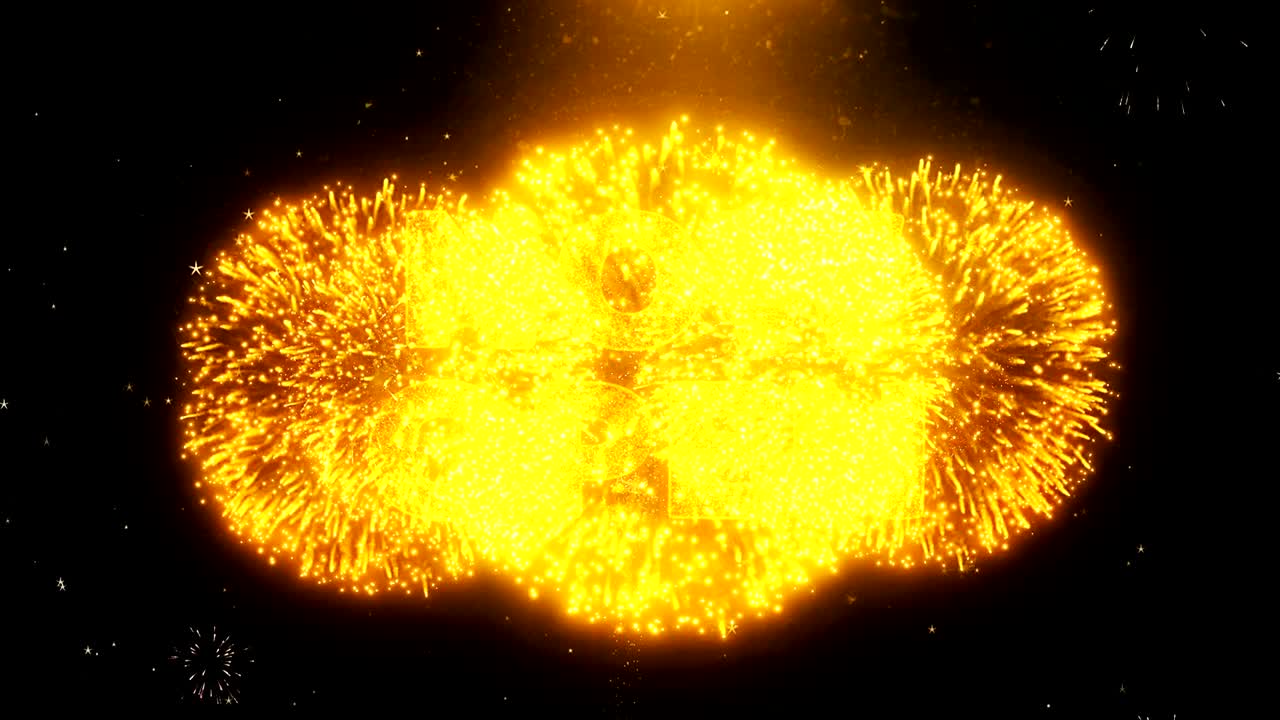 ahora abre el texto sobre las partículas de explosión de la exhibición de fuegos artificiales.