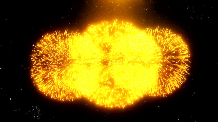 Now Open Text on Firework Display Explosion Particles.