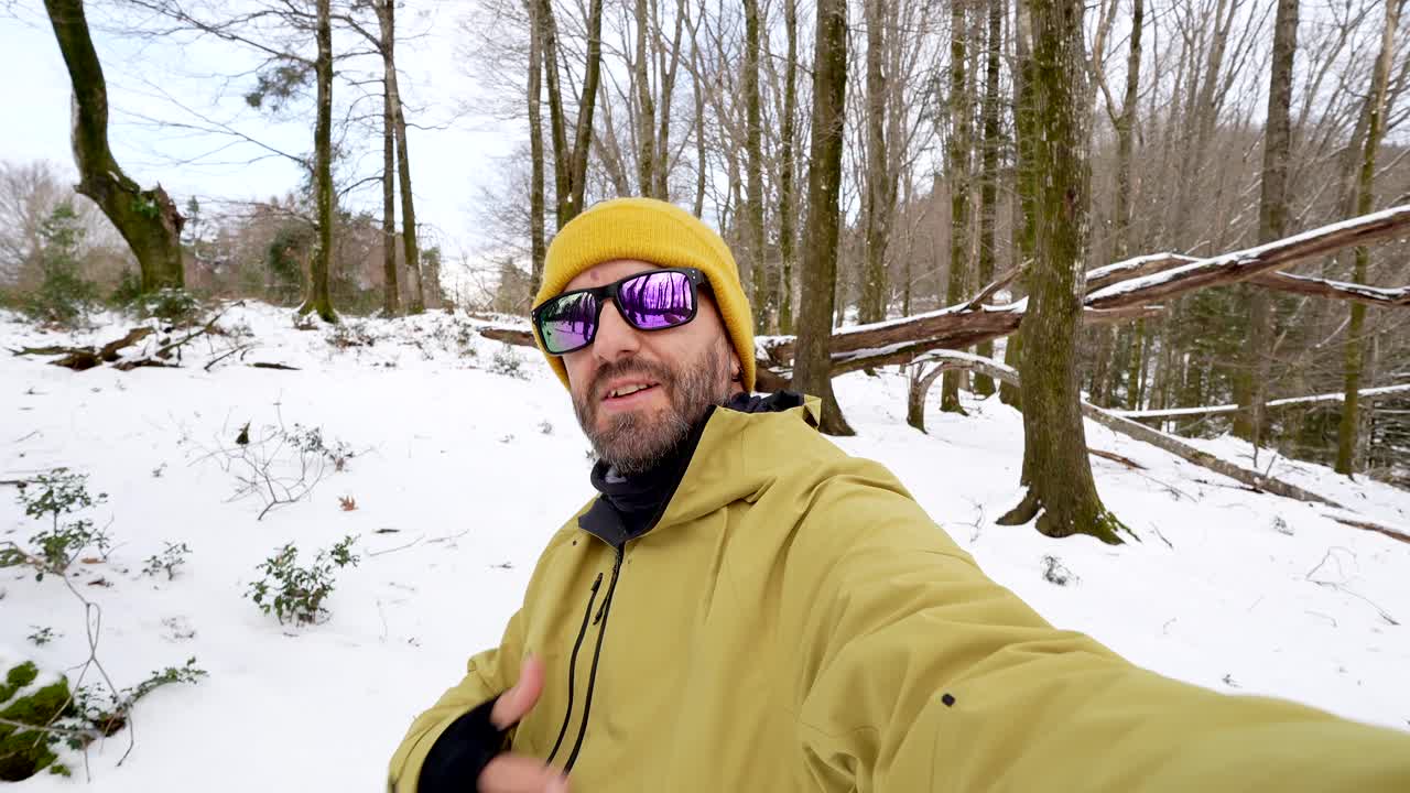 Man in Snowy Forest