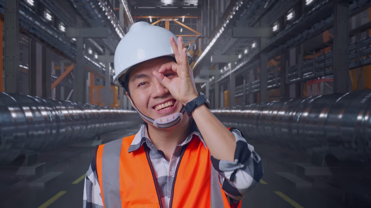 공장에서 행복한 엔지니어