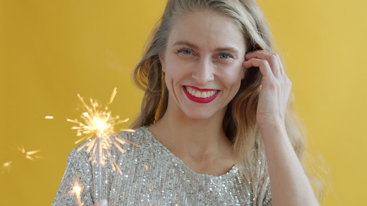 Kobieta świętuje z Sparklerem