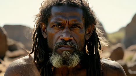 close-up portrait of a man with dreadlocks