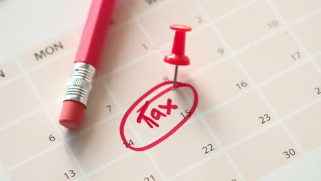 tax reminder on calendar