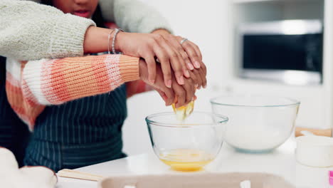 Cooking,-breakfast-and-hands-of-mother