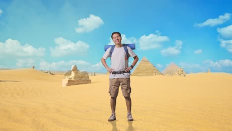 tourist in the egyptian desert