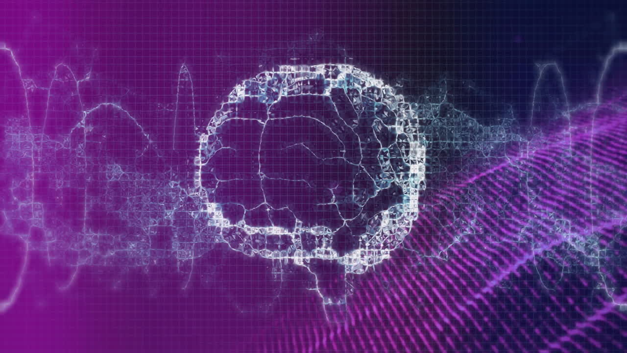 Animation of dna strand over spinning digital brain