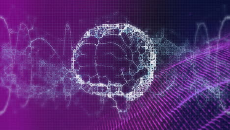 animación de la cadena de adn sobre el cerebro digital giratorio