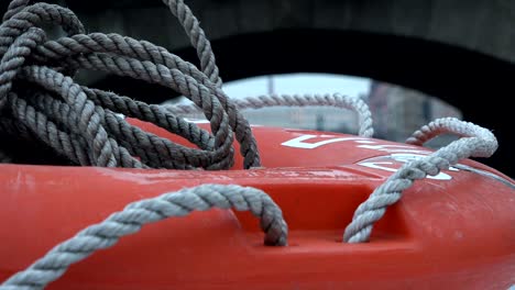 braided sea rope on the lifebuoy