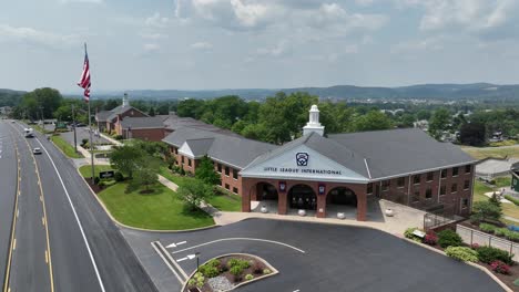 Little-League-World-Series-location-in-Williamsport,-Pennsylvania-with-drone-video-panning-left-to-right