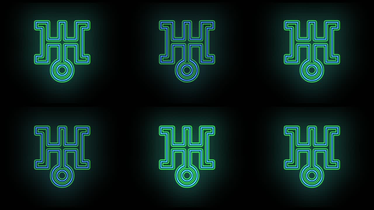 patrón de símbolo de japón azul con luz de neón