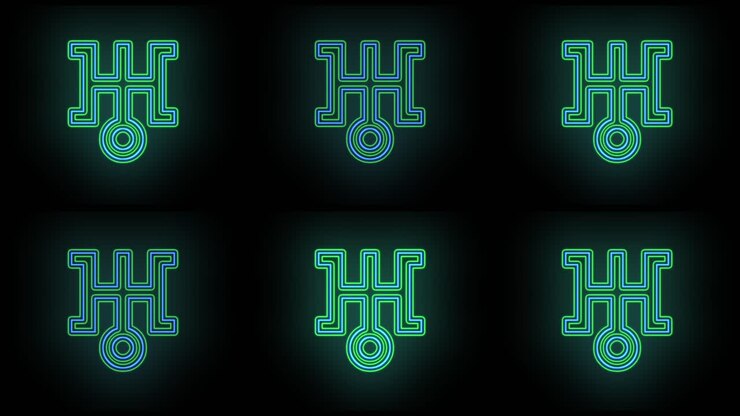 Blue Japan symbol pattern with neon light