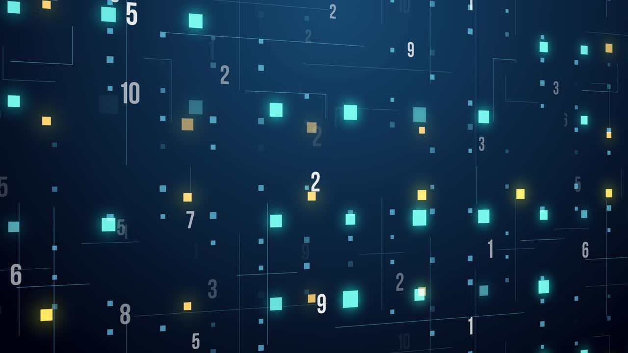 Abstract technology floating code number digital grid motion background loop virtual reality concept