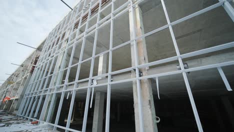 the facade of the building during the renovation.