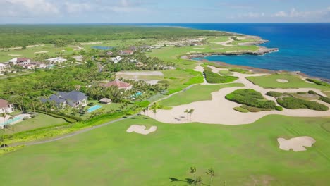 Corales-Golf-Course-along-rocky-coast,-Punta-Cana-Resort-in-Dominican-Republic