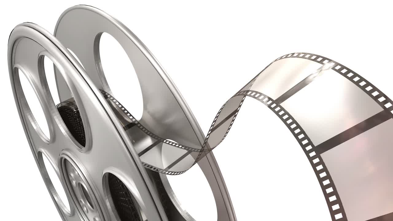 필름 릴에서 굴러 나오는 필름