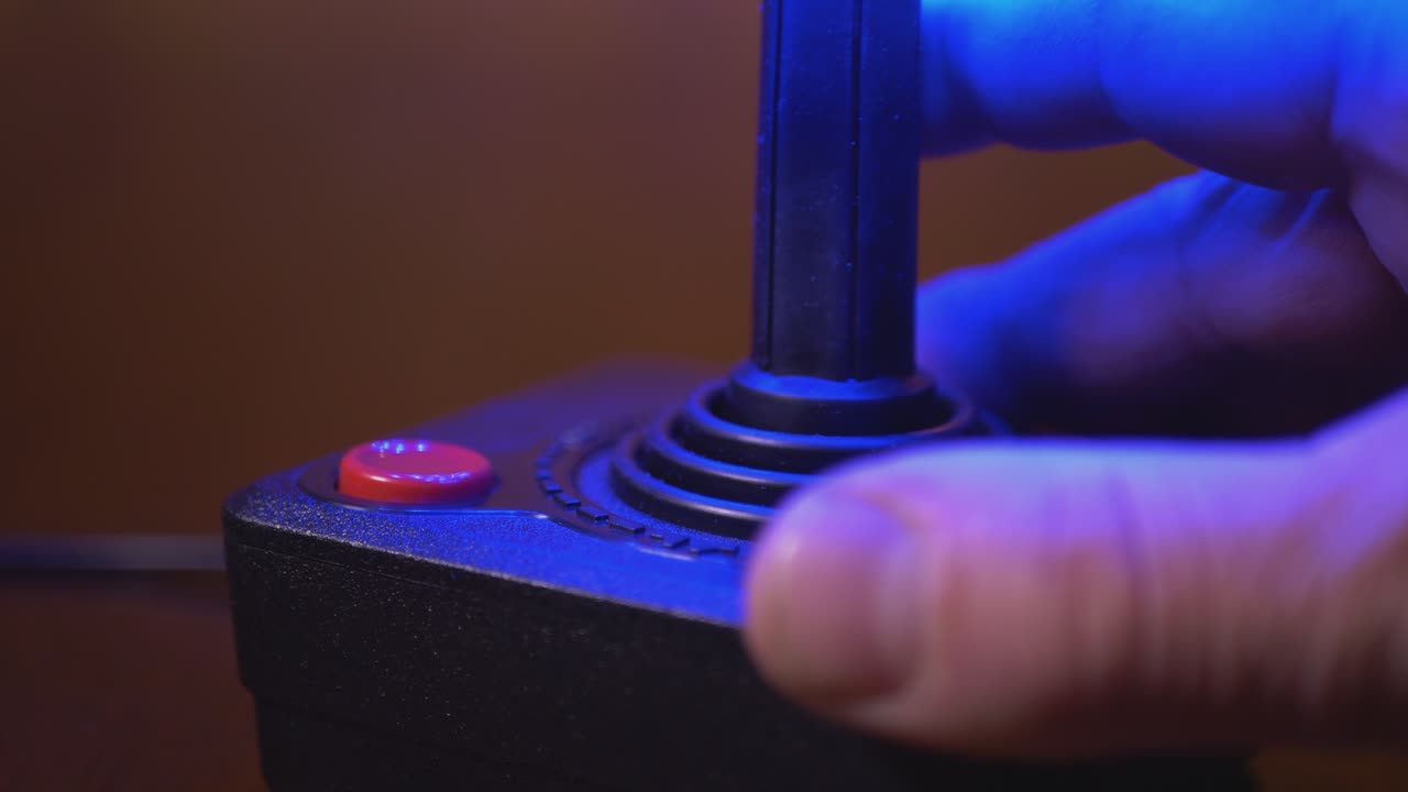 Playing With TV Video Game Console Joystick. 4K Footage
