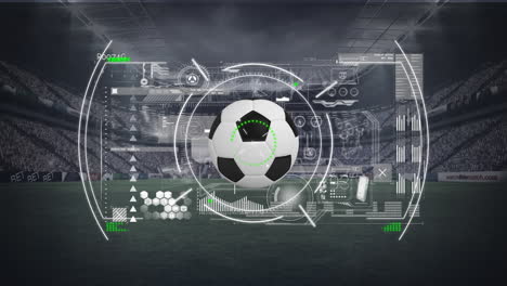 animation of digital data processing on screen over football