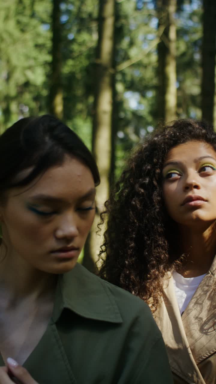 Two women in a forest
