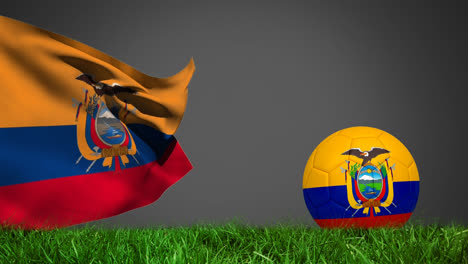 Animación-De-La-Bandera-Del-Ecuador-Sobre-Un-Balón-De-Fútbol.