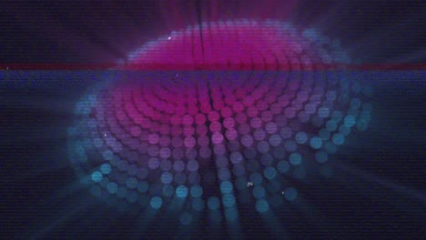 animation of glitch over pink and blue lights on navy background