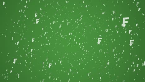 white symbols of swiss currency franc falling on green background. simple seamless loop business motion graphic animated elements