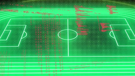 animation of data processing over neon sport field plans on black background