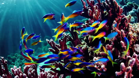 vibrant coral reef with colorful fish