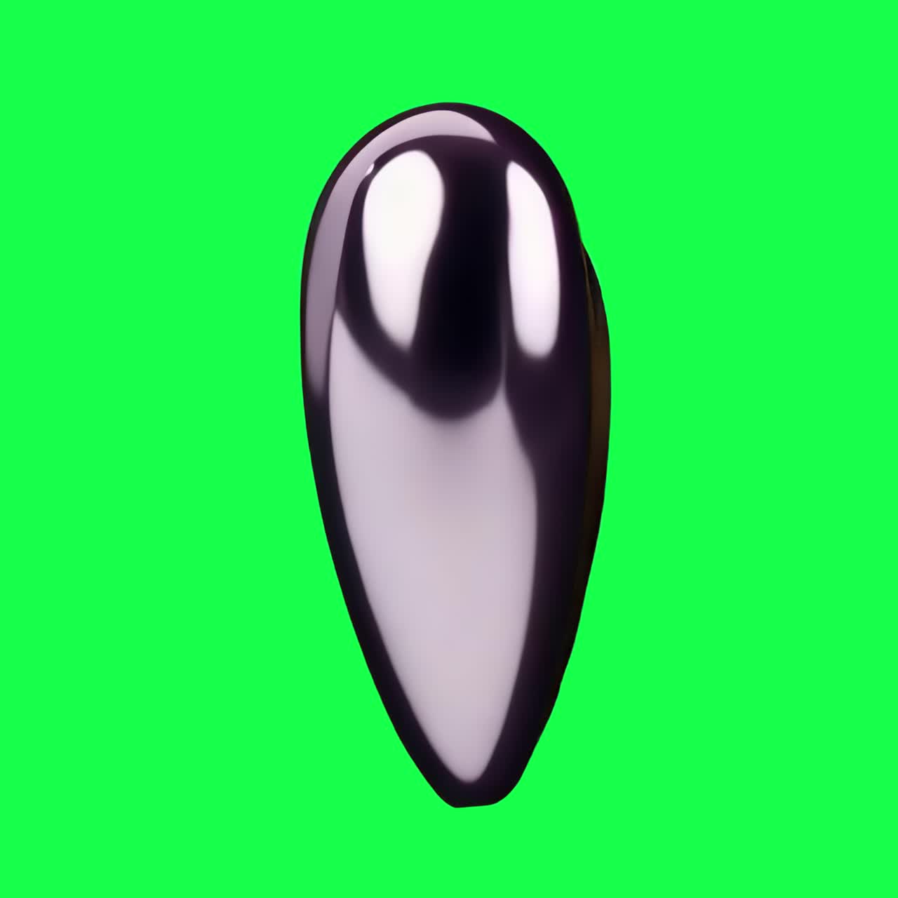 Dark chrome 3d heart animation, transparent 4K video, green screen