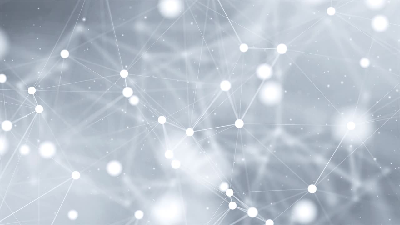 3D Rendering Abstract Network Connections and Dots on Dark Loop Background.