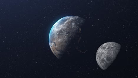 la tierra y la luna en el espacio