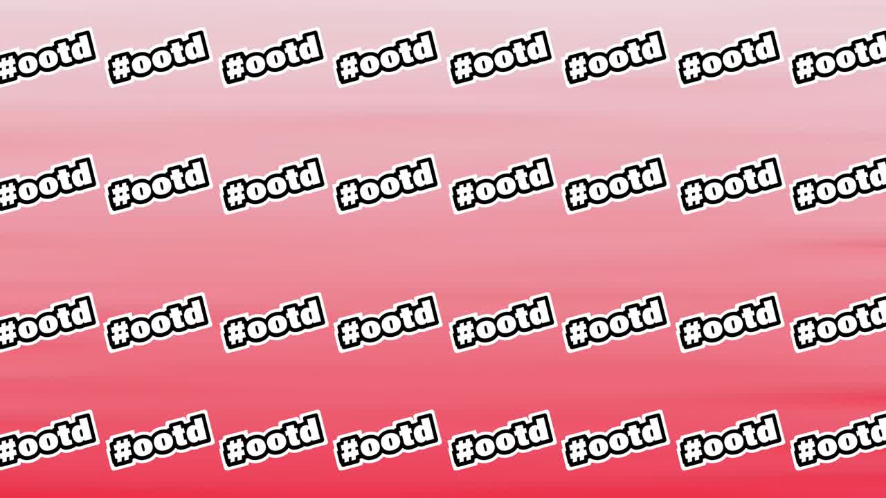 빨간 바탕에 반복된 해시태그와 함께 텍스트의 구성