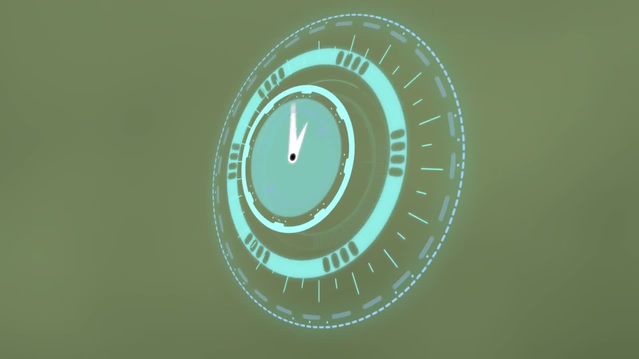 Animation of scope scanning with clock on green background