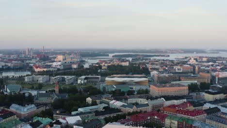 rising aerial helsinki finland colorful dusk warm and cold