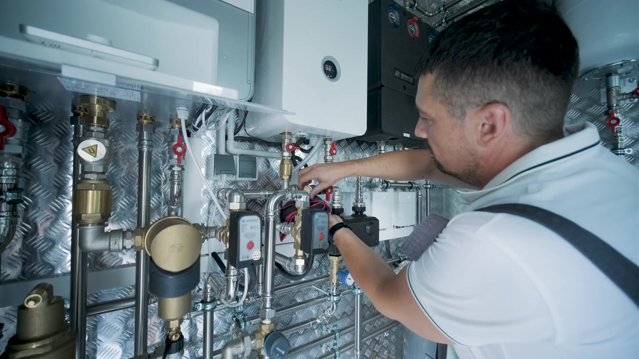 Professionel tekniker servicerer moderne varmekedel