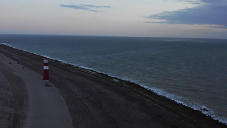 Lighthouse-at-Westkapelle-after-sunset.-Aerial-shot