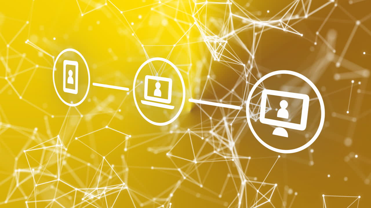 animación de la red de conexiones con iconos digitales