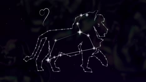 Animation-of-leo-star-sign-with-glowing-stars