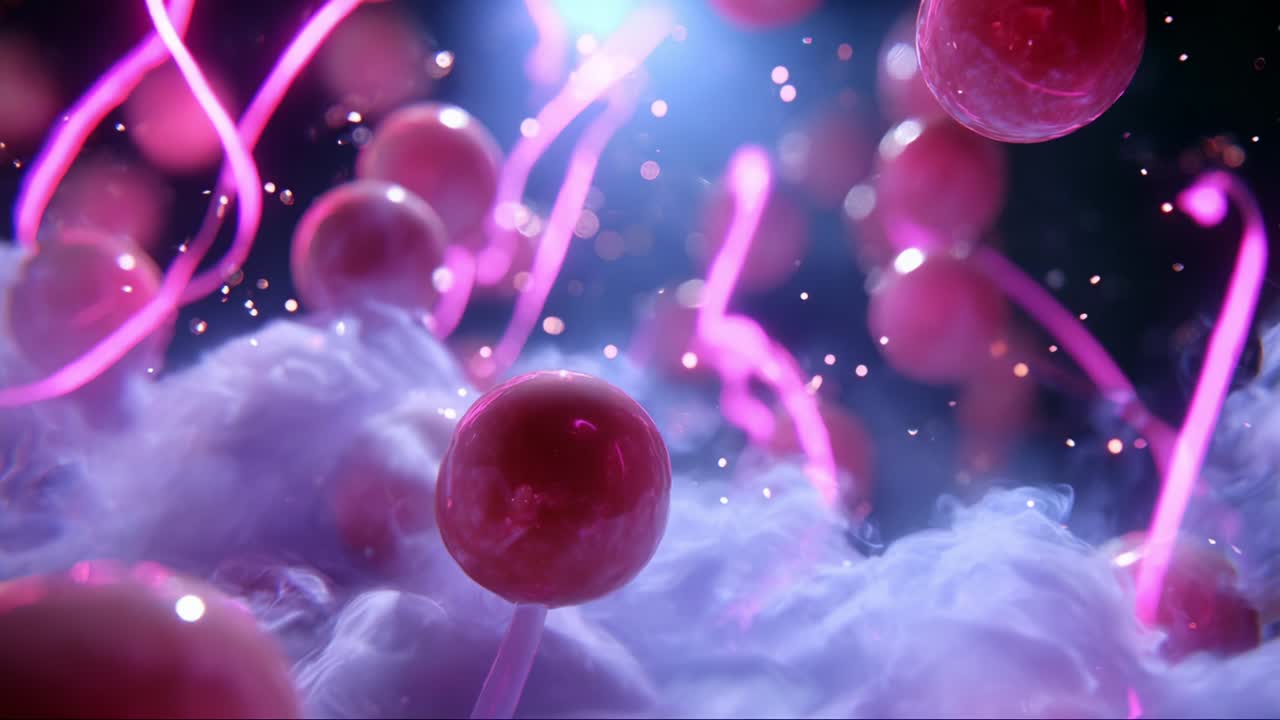 A Captivating Visual Journey Through a Dreamlike Universe of Lollipop Shapes, Colorful Swirls, and Ethereal Mist, Capturing the Essence of Whimsy and Fantasy in a Mesmerizing Display