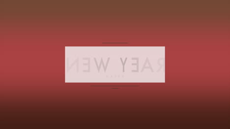 modern happy new year text in frame on red gradient