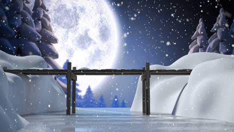 Winterlandschaft-Mit-Vollmond-Und-Fallendem-Schnee