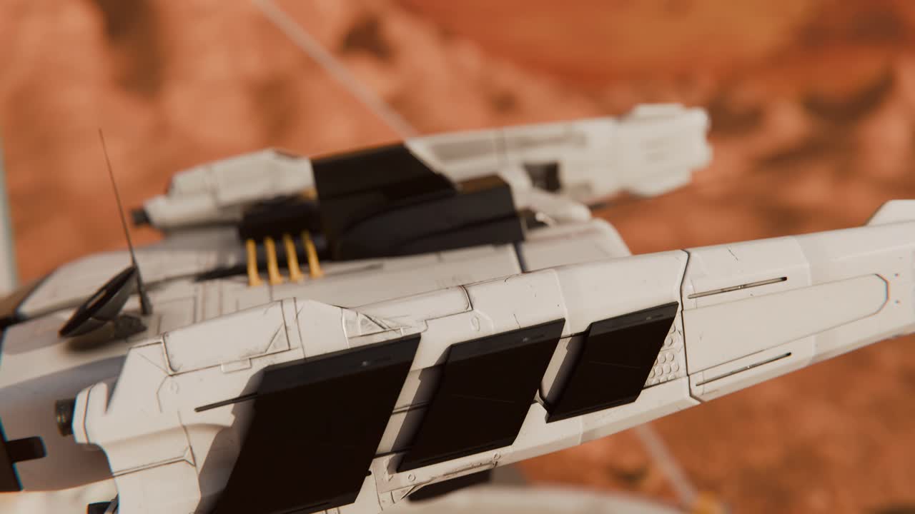 미래의 우주선의 세부적인 뒷면