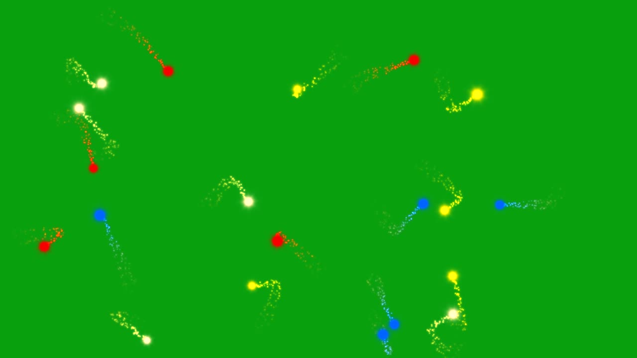 luciérnagas de color mágico gráficos en movimiento de pantalla verde