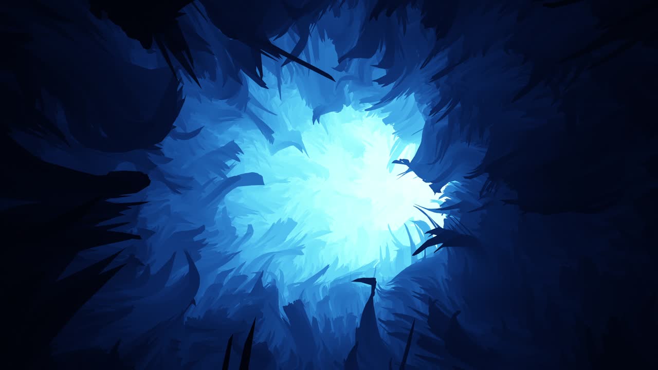 forma de túnel azul abstracto. perfectamente en bucle con formas animadas a su alrededor.