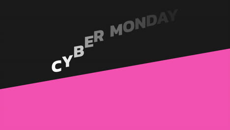 texto de introducción de animación lunes cibernético sobre moda negra y fondo minimalista con línea rosa geométrica