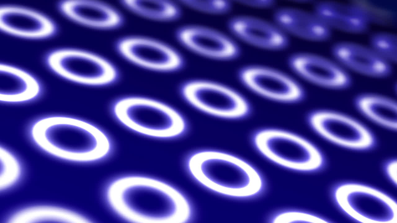 fondo animado de bucle geométrico abstracto con símbolos de círculo - azul y blanco 3d