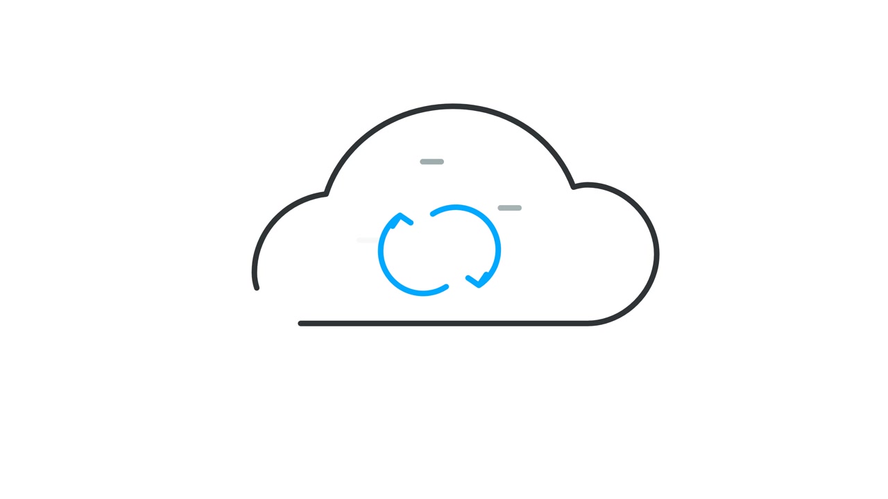 Animated Cloud Icon with Rotating Sync Symbol