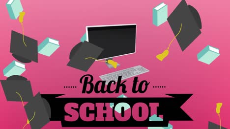 Animation-Des-Textes-„Zurück-Zur-Schule“-Auf-Rosa-Hintergrund