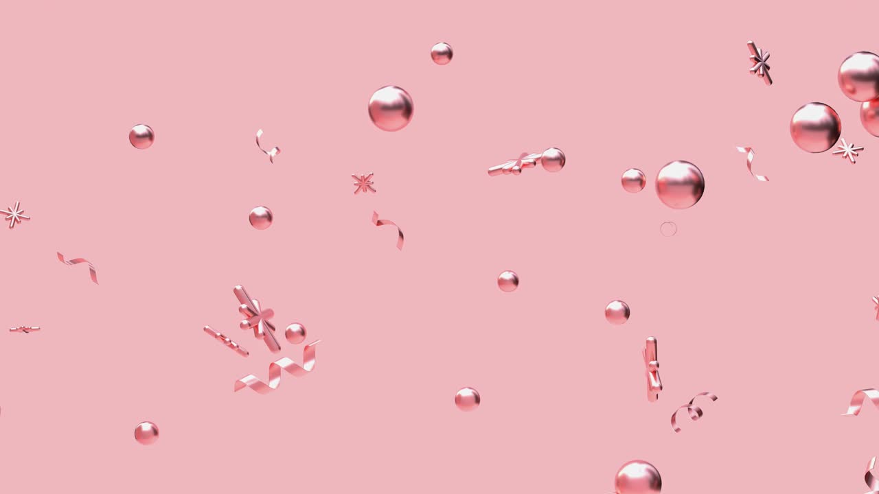 pink scene 3d render motion abstract metallic object ornament christmas concept